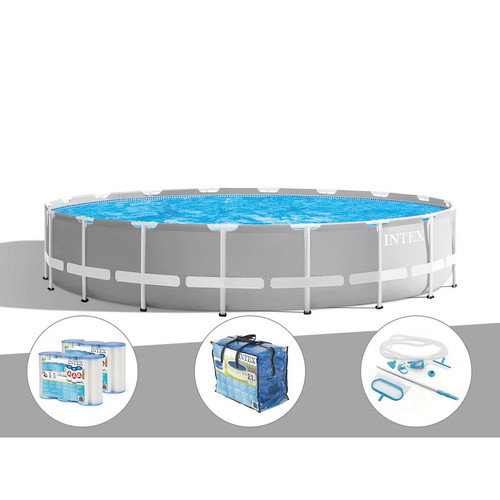 Intex - Kit piscine tubulaire Intex Prism Frame ronde 5,49 x 1,22 m + Bâche à bulles + 6 cartouches de filtration + Kit d'entretien Intex - Bache piscine ronde
