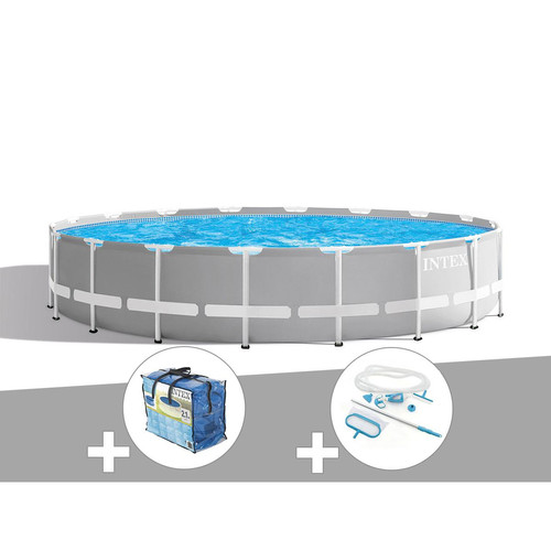 Intex - Kit piscine tubulaire Intex Prism Frame ronde 5,49 x 1,22 m + Bâche à bulles + Kit d'entretien Intex  - Bache a bulle intex