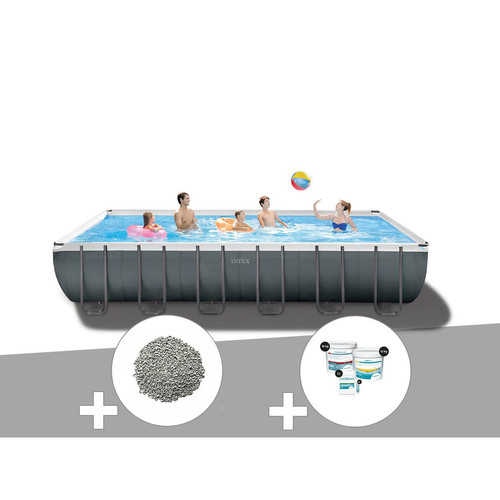 Intex - Kit piscine tubulaire Intex Ultra XTR Frame rectangulaire 7,32 x 3,66 x 1,32 m + 20 kg de zéolite + Kit de traitement au chlore - Intex