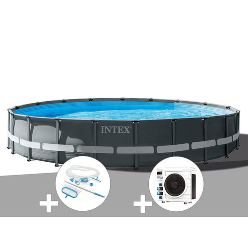 Intex - Kit piscine tubulaire Intex Ultra XTR Frame ronde 6,10 x 1,22 m + Kit d'entretien + Pompe à chaleur - Intex