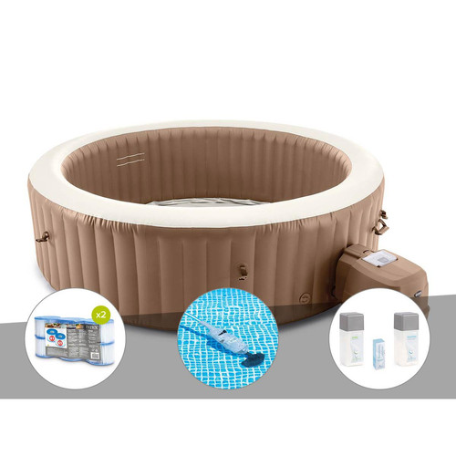 Intex - Kit spa gonflable Intex PureSpa Sahara rond Bulles 8 places + 12 filtres + Aspirateur + Kit de traitement au brome - Intex