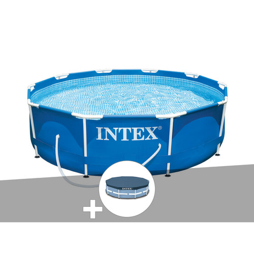 Intex - Kit piscine tubulaire Intex Metal Frame ronde 3,05 x 0,76 m + Bâche de protection Intex - Bache piscine ronde