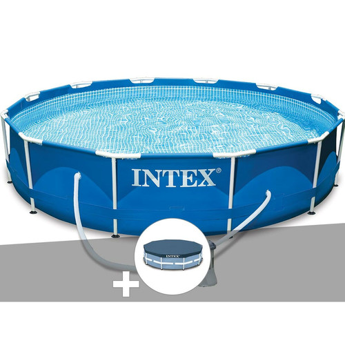 Intex - Kit piscine tubulaire Intex Metal Frame ronde 3,66 x 0,76 m + Bâche de protection Intex  - Piscine Ronde Piscines
