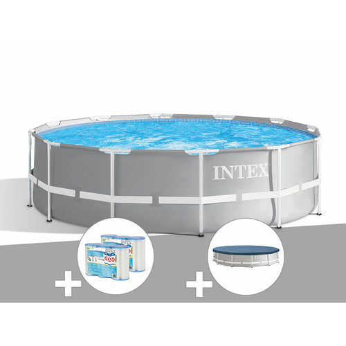 Intex - Kit piscine tubulaire Intex Prism Frame ronde 3,66 x 1,22 m + 6 cartouches de filtration + Bâche de protection Intex  - Piscine Ronde Piscines