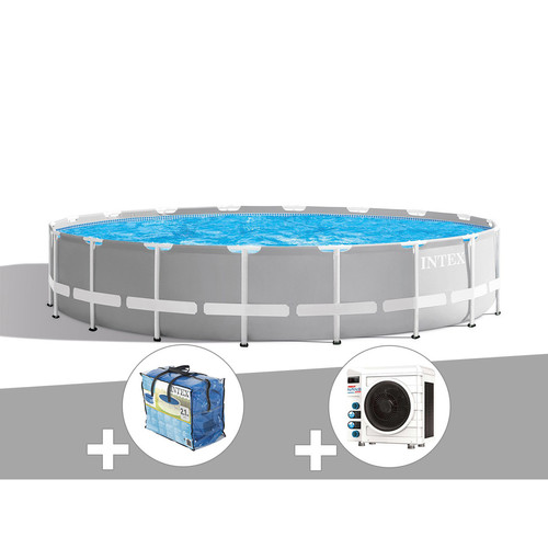 Intex - Kit piscine tubulaire Intex Prism Frame ronde 5,49 x 1,22 m + Bâche à bulles + Pompe à chaleur Intex - Intex