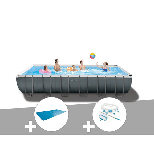 Intex - Kit piscine tubulaire Intex Ultra XTR Frame rectangulaire 7,32 x 3,66 x 1,32 m + Bâche à bulles + Kit d'entretien Intex  - Piscine rectangulaire Piscines