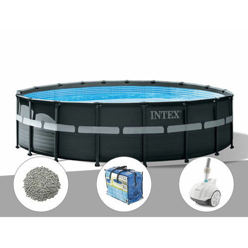 Piscine Tubulaire Intex Kit piscine tubulaire Intex Ultra XTR Frame ronde 5,49 x 1,32 m + Bâche à bulles + 20 kg de zéolite + Robot nettoyeur
