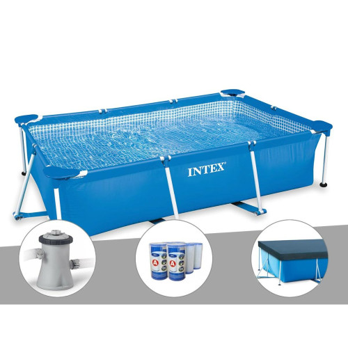 Piscine Tubulaire Intex Kit piscine tubulaire rectangulaire Intex 3,00 x 2,00 x 0,75 m + Filtration à cartouche + 6 cartouches de filtration + Bâche de protection