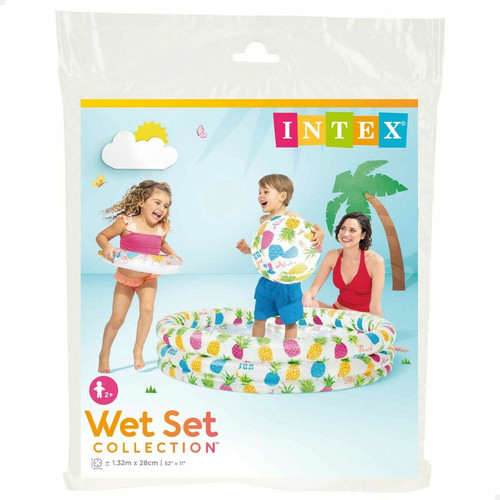 Jeux de piscine Pataugeoire gonflable pour enfants Intex Ananas Anneaux 248 L 132 x 28 x 132 cm (12 Unités)
