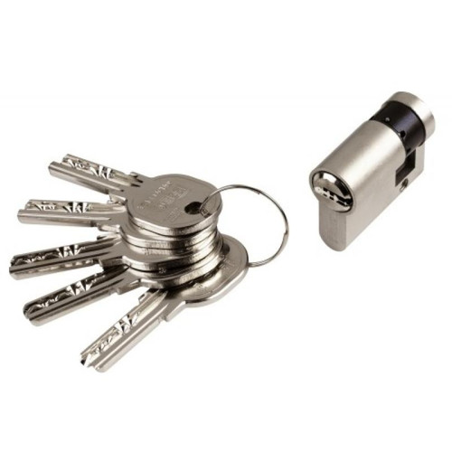 Iseo - Cylindre simple ISR 6 laiton nickelé 5 clés sur N° AGL 697 30 x 10 Iseo  - Quincaillerie porte & fenêtre