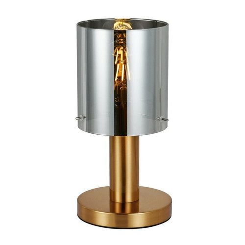 Italux - Lampe de table moderne en laiton 1 lumière avec abat-jour fumé, E27 Italux  - Luminaires Verre