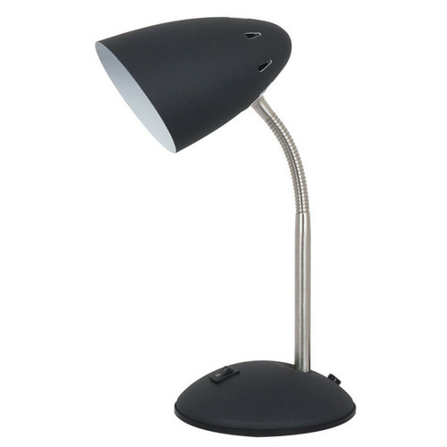 Lampes à poser Italux Lampe de table moderne noire, 1 lumière satinée avec abat-jour noir, E27