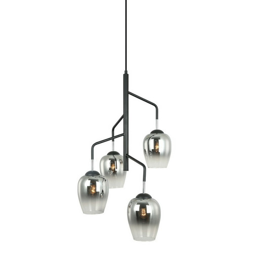 Italux -Luminaire suspendu moderne en chrome, noir à 4 lumières avec abat-jour en chrome, dimmable E27 Italux  - Lustre noir Suspensions, lustres