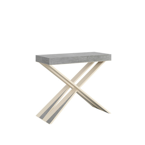 Itamoby - Console Diago Small cm.90x40 (extensible à 196) Ciment cadre Blanc Itamoby  - Console extensible gris