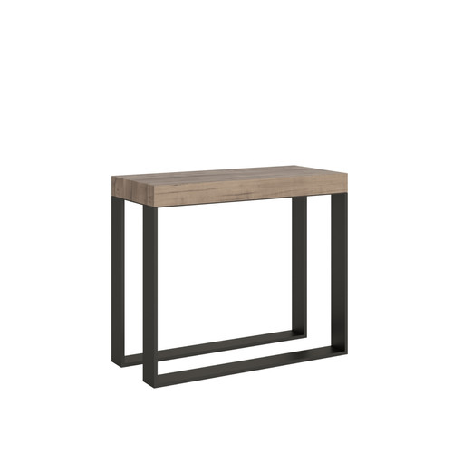 Itamoby - Console Elettra Small Premium cm.90x40 (extensible à 196) Chêne Nature cadre Anthracite Itamoby  - Pied central pour table