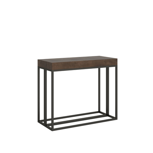 Itamoby - Console Epoca Small Premium cm.90x40 (extensible à 196) Noyer cadre Anthracite Itamoby  - Consoles Rectangulaire
