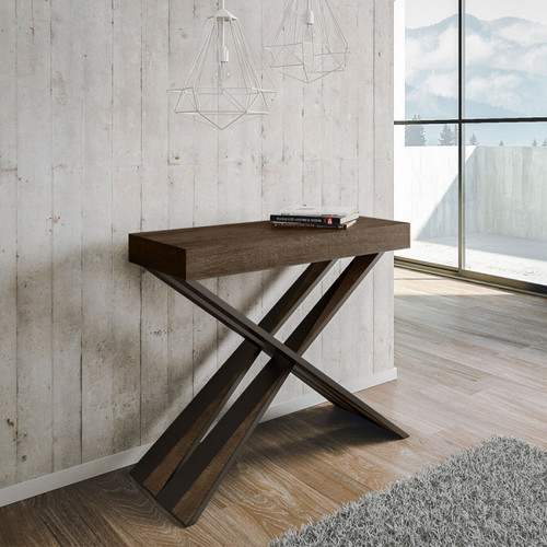 Itamoby - Console extensible 90x40-300 cm table en bois design moderne Diago Noix Itamoby  - Salon, salle à manger