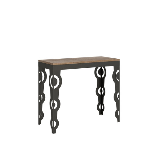 Itamoby - Console Karamay Small Evolution cm.90x40 (extensible à 196) Chêne Nature cadre Anthracite Itamoby  - Console chene