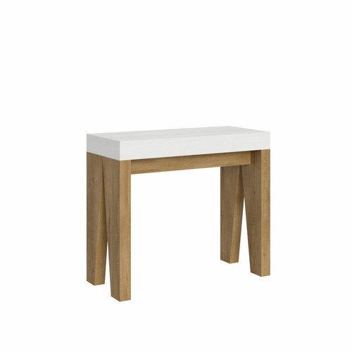 Itamoby - Console Naxy Small cm.90x40 (extensible à 196) dessus Frêne Blanc structure Chêne Nature Itamoby  - Consoles Rectangulaire
