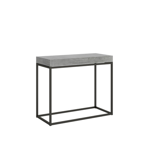 Itamoby - Console Nordica Small Premium cm.90x40 (extensible à 196) Ciment cadre Anthracite Itamoby  - Consoles Rectangulaire