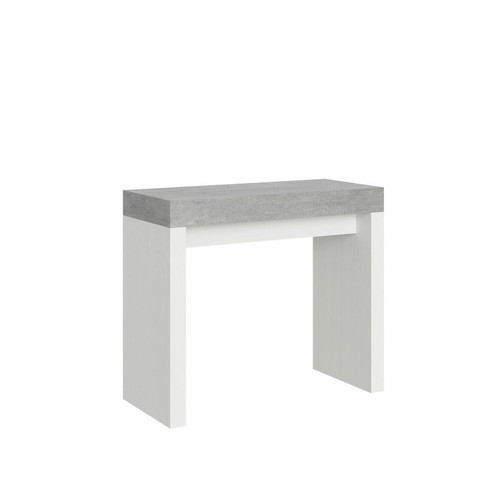 Itamoby - Console Roxell cm.90x40 (extensible à 300) dessus Ciment structure Frêne Blanc Itamoby  - Consoles Rectangulaire