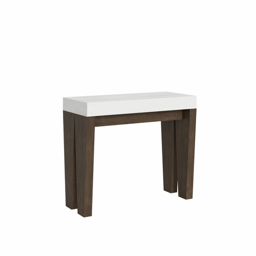 Itamoby - Console Spimbo Small cm.90x40 (extensible à 196) dessus Frêne Blanc structure Noyer Itamoby  - Table salle manger design italien