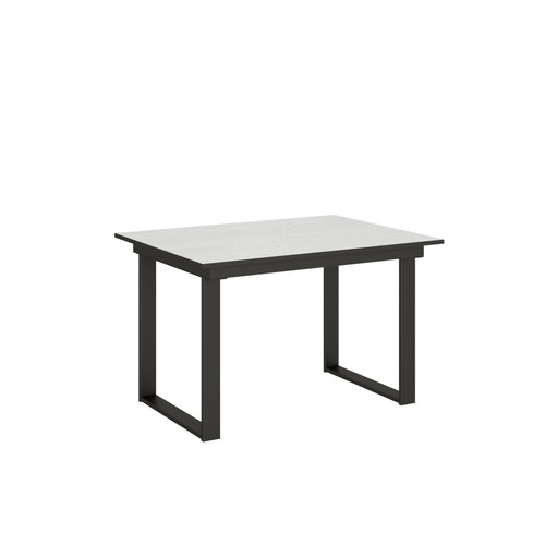 Itamoby - Table Extensible Bandos 90x120/180 cm. Frêne Blanc  cadre Anthracite Itamoby  - Tables à manger Oui