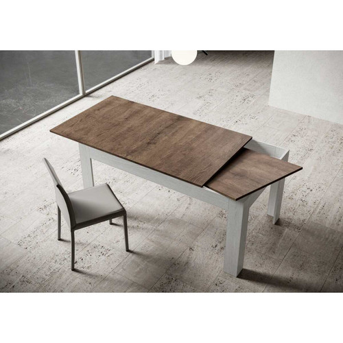 Itamoby Table Extensible Bibi Mix 90x160/220 cm. dessus Noyer cadre Frêne Blanc