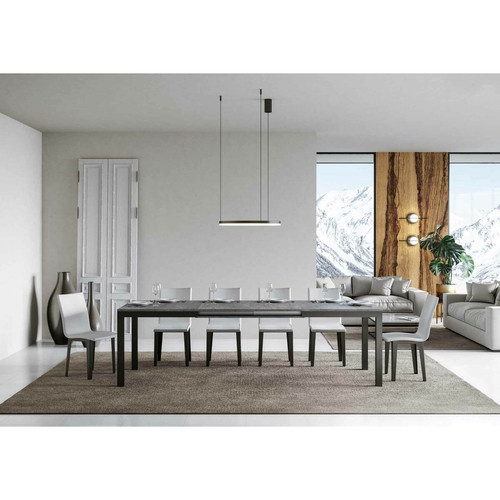 Itamoby Table Extensible Everyday Evolution 90x120/380 cm. Ciment  cadre Anthracite