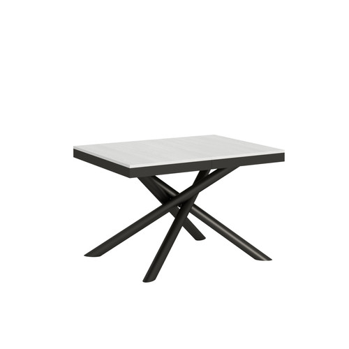 Itamoby - Table Extensible Famas Evolution 90x120/380 cm. Frêne Blanc  cadre Anthracite Itamoby  - Tables à manger