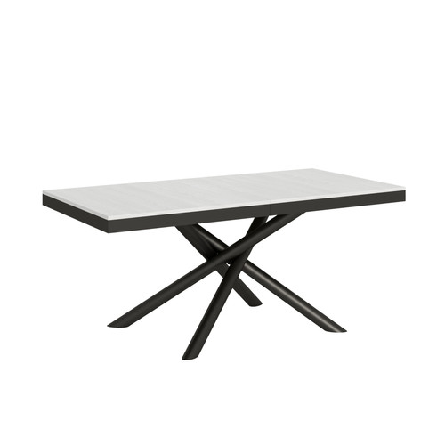 Itamoby - Table Extensible Famas Evolution 90x180/284 cm. Frêne Blanc  cadre Anthracite Itamoby  - Tables à manger Oui