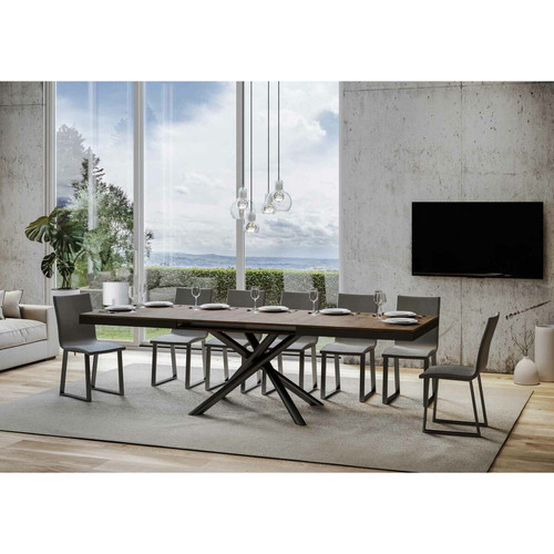 Itamoby Table Extensible Famas Evolution 90x180/440 cm. Noyer  cadre Anthracite