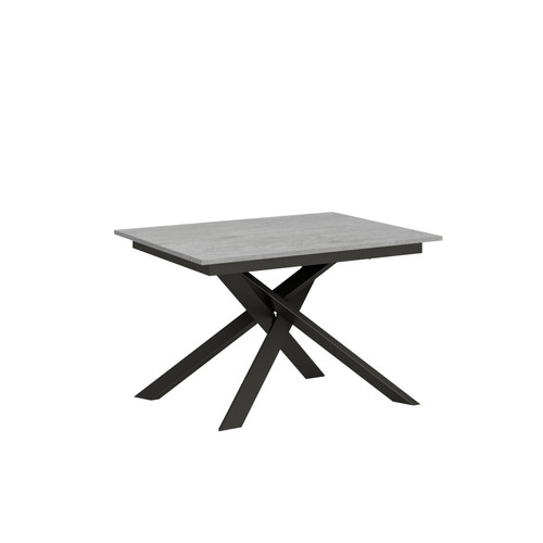 Itamoby - Table Extensible Ganty 90x120/180 cm. Ciment bande de chante en teinte cadre Anthracite Itamoby  - Tables à manger