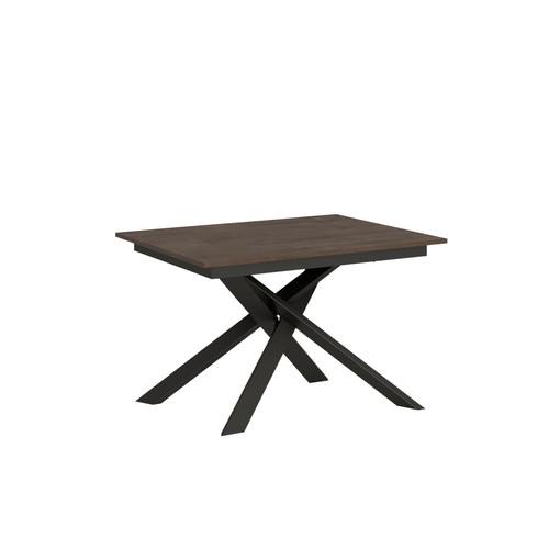 Itamoby - Table Extensible Ganty 90x120/180 cm. Noyer bande de chante en teinte cadre Anthracite Itamoby  - Tables à manger Oui