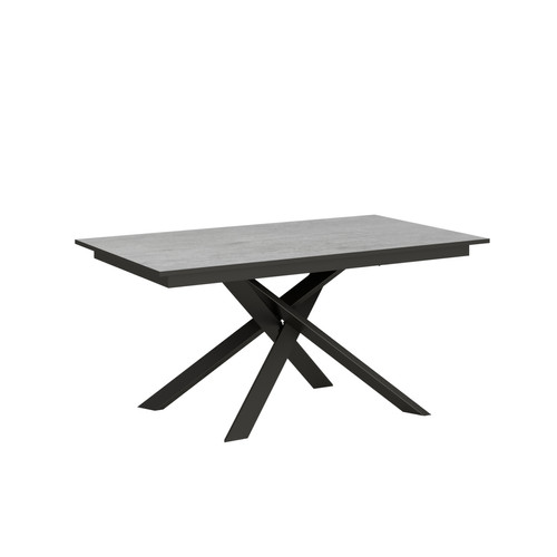 Tables d'appoint Itamoby Table Extensible Ganty 90x160/220 cm. Ciment bande de chante Anthracite cadre Anthracite
