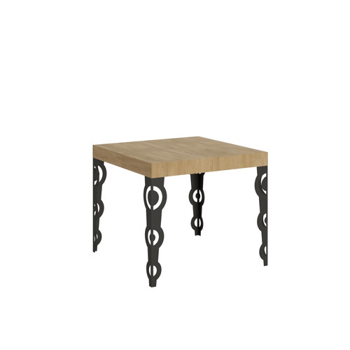 Itamoby - Table Extensible Karamay 90x90/246 cm. Chêne Nature  cadre Anthracite Itamoby  - Tables à manger