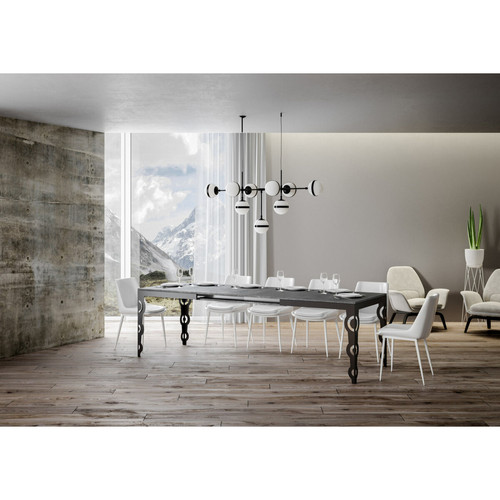 Itamoby Table Extensible Karamay Evolution 90x180/440 cm. Ciment  cadre Anthracite