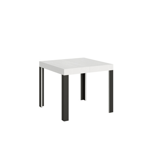 Itamoby - Table Extensible Linea 90x90/246 cm. Frêne Blanc  cadre Anthracite Itamoby  - Tables à manger
