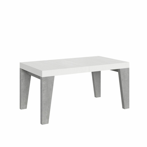 Itamoby - Table Extensible Naxy Mix 90x160/264 cm. dessus Frêne Blanc pieds Ciment Itamoby - Table a manger a rallonges integrees