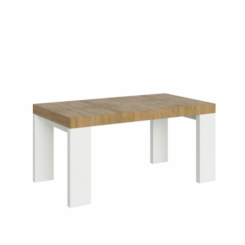 Itamoby - Table Extensible Roxell Mix 90x160/264 cm. dessus Chêne Nature pieds Frêne Blanc Itamoby  - Tables à manger Oui