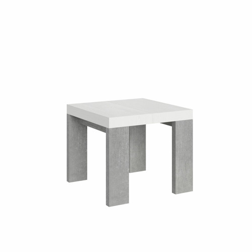 Itamoby - Table Extensible Roxell Mix 90x90/246 cm. dessus Frêne Blanc pieds Ciment Itamoby  - Tables à manger Oui