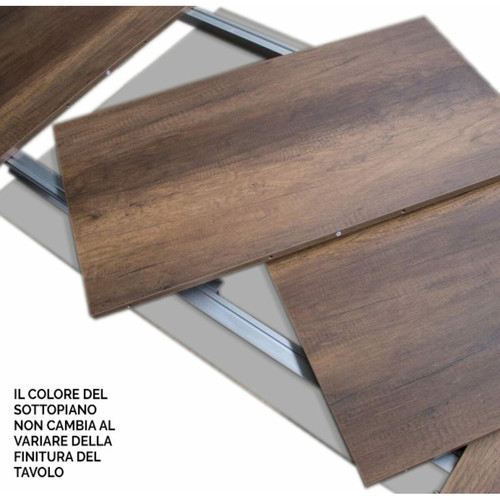Tables à manger Table Extensible Spimbo Mix 90x130/234 cm. dessus Frêne Blanc pieds Noyer