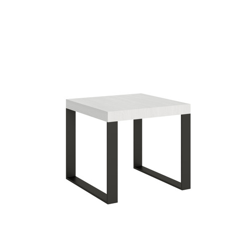 Itamoby - Table Extensible Tecno 90x90/246 cm. Frêne Blanc  cadre Anthracite Itamoby  - Tables à manger