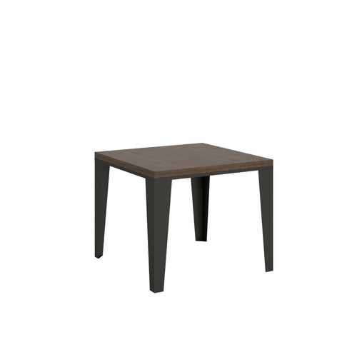 Itamoby - Table Rabattable Flame Libra 90x90/180 cm. Noyer  cadre Anthracite Itamoby  - Table manger noyer