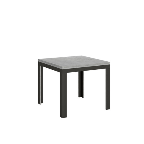 Itamoby - Table Rabattable Linea Libra 90x90/180 cm. Ciment  cadre Anthracite Itamoby  - Table pliante salle a manger