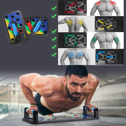Appareil minceur Planche Push-up Board 14 en 1 Musculation Entraînement Fitness pour abdos, Triceps, Dorsaux, Pectoraux - Board avec Poignée