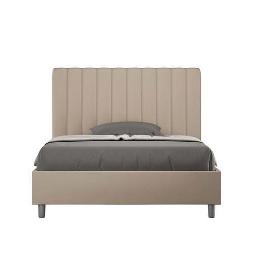 ITYHOME - Lit coffre double Agueda 140x210 avec sommier relevable taupe ITYHOME  - Literie