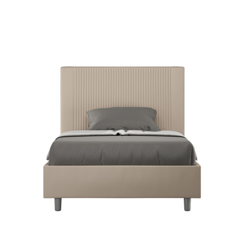 ITYHOME - Lit coffre double Goya 140x190 avec sommier relevable taupe ITYHOME  - Sommier coffre 140x190