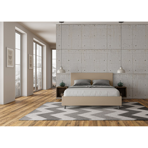 ITYHOME Lit queen size Adele 160x210 sans sommier taupe