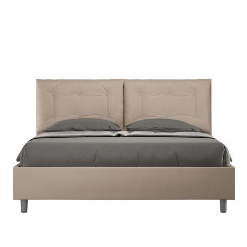 ITYHOME - Lit queen size Annalisa 160x210 avec sommier taupe ITYHOME  - Lit 160x200 cuir taupe